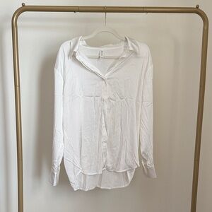 Elegant White Satin Women's Blouse